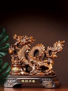 2024 沙金龙 招财兴隆摆件 生肖龙招财聚宝盆摆件 开业乔迁送礼摆件 Feng Shui Zodiac Dragon Decoration