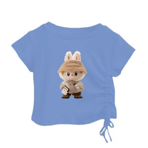 Atasan Baju Kaos Anak Lengan Pendek Labubu Viral CroptopTali Serut Samping Umur 1-7 Tahun