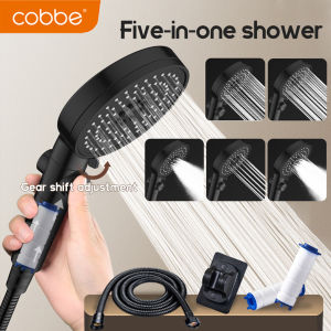 Upgrade 4.8 bigger shower 5 Spray Modes High Pressure Rain Filter Shower Head With Hose Black Filter Shower Set