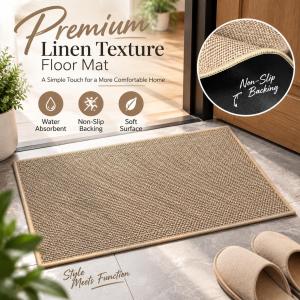 Premium Linen Floor Mat Non Slip Doormat Water Absorbent Carpet Floor Rug Kitchen Bathroom Mat Home Decor Living Room Bedroom Entrance Mat