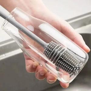 Silicone Long Handled Cup Brush Insulated Cup Cleaning Brush Milk Bottle Corners Kitchen Household Multifunctional Gap Crevice C