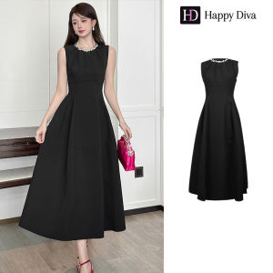 Happy Diva 2025 ชุดฤดูร้อนของผู้หญิงชุดยาวชุดลําลองงานแต่งงานชุดปาร์ตี้อย่างเป็นทางการชุดวันเกิดชุดราตรีปาร์ตี้ (สีดํา/แอปริคอท) 9757