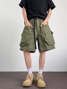 Quần Short Nam Phong Cách Hồng Kông Mùa Hè 2025 Quần Ống Rộng Năm Điểm Mới Cạp Cao Có Túi Lớn Quần Công Sở Thường Ngày Cho Thanh Thiếu Niên