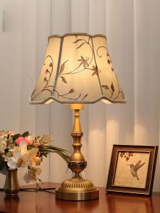 Modern Minimalist European American Full Copper Table Lamp Living Room Warm Romantic Pull Cord Bedroom Nightstand Lamp