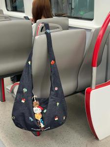 Túi Tote Denim Thêu Thường Ngày Túi Đeo Vai Dung Tích Lớn Phong Cách Nhật Bản Túi Đeo Vai Denim Thêu Đi Làm Túi Đeo Vai Thường Ngày Cho Nữ