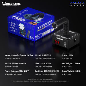 MECHANIC PURIFY-5 Smoke Purifier 62W with 3 Layer Filtration 360 Degree Hose for Soldering Laser Dispensing Fume Extraction Tool