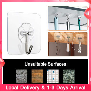 Wall Hook Strong Transparent Door Hanger Self Adhesive Wall Hanger Hat Racks Key Hanger Penyangkut Dinding Bathroom Accessories