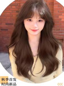 No Hair Net Wig Hand-Woven Lace Womens Center-Parted Bangs Long Straight Hair Lolita Age-Reducing Face Repair Internet Celebrity Full-Head Wig