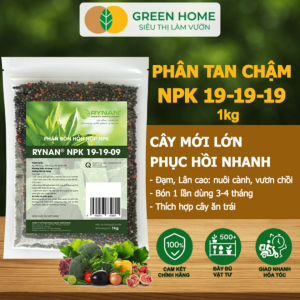 Phân Tan Chậm GreenHome Rynan NPK 19-19-09 Túi 1kg Giúp Cây Ăn Trái Phát Triển Mạnh Chất Lượng