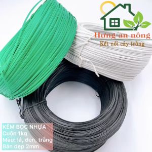 Cuộn 1kg kẽm bọc nhựa cố định cành buộn linh kiện bản dẹp 2mm nhiều màu