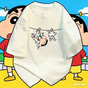 52TOYS | Crayon Shin-chan Print Short-Sleeve Loose-Fit Couple Set for Men and Women All-Season Short-Sleeve Cotton T-Shirt