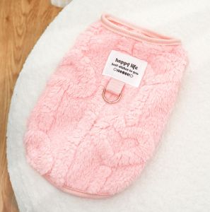 Autumn and Winter Dog Clothes Warm Cat Sweater Plush Pet Vest Puppy Outfit with Traction Buckle