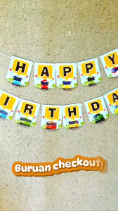 Tayo Flag Banner Bunting Happy Birthday Dekorasi Pesta Hiasan Ulang Tahun Backdrop Spanduk