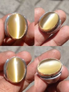 batu cincin golden cat eye 20 mm mban monel antikarat anti luntur