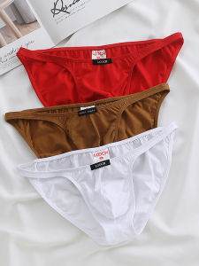 Mens Cotton Underwear Low Waist Narrow Edge Triangle Pants U-Shaped Design Sporty Pure Color Youth Innerwear Briefs