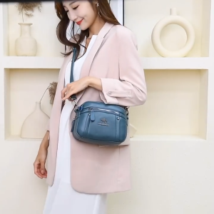 QNQN ผู้หญิงพรีเมี่ยม PU เอียงกระเป๋าสะพายไหล่จิงโจ้ตกแต่งกระเป๋าสะพายไหล่ขนาดใหญ่แบบพกพาซิปกระเป๋าสะพายกระเป๋าโทรศัพท์มือถือสีทึบ