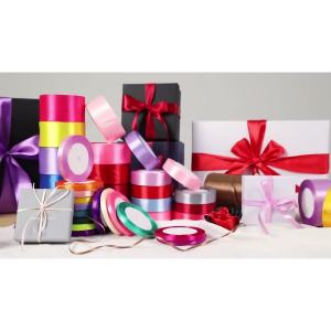 Ruy băng lụa vải satin 1cm làm hoa nơ gói quà trang trí giáng sinh cuộn BIGBA