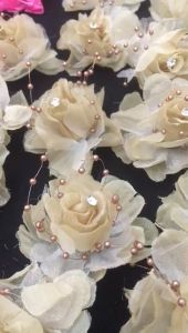 1pcs 7cm Artificial Flowers Rose Pearl Rhinestone for DIY Craft Decoration Bridal Wedding Accessories