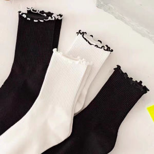 4 Pairs Pack Spring Autumn Black White Stripe Wooden Ear Pure Cotton JK Style Shoe Laces Unbranded Chinese Made
