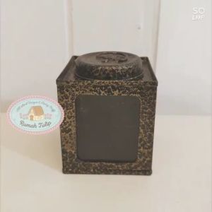 Toples Kaleng Kerupuk Mini Size S (7 x 7 x 9 Cm): Wadah Krupuk Bahan Plat Besi Tebal Vintage