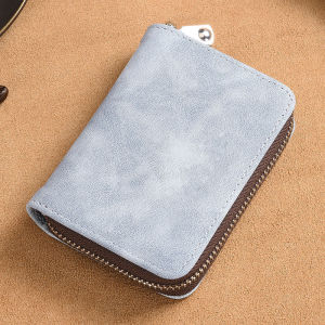 Slim Compact Mens Card Holder with Zipper Ultra-Thin Wallet Large Capacity Anti-Magnetic Multi-Card Slot Accordion Design