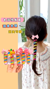 Dây Cột Tóc Lò Xo Màu Pastel Đáng Yêu Kèm Hình Hoa Cười Nơ Xinh Phong Cách Hàn Quốc Cute