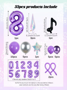 Bộ 33 Bóng Bay Trụ Trang Trí Sinh Nhật Chủ Đề Nhạc Kpop Chất Liệu Giấy Nhôm Chủ Đề Disco Dùng Cho Các Sự Kiện Lớn