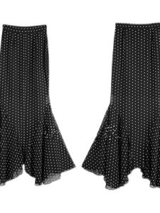 กระโปรงยาวคลุมเข่าทรงเอเอวสูงลายจุดสีดำขาว กระโปรงทรงร่มผ้าชีฟอง กระโปรงทรงหางปลา กระโปรงสั้น กระโปรงยาวคลุมเข่า กระโปรงยาวคลุมเข่า