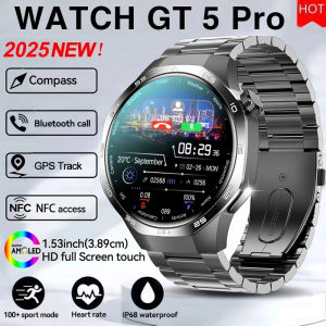 2025 New GT5 Pro GPS Track Compass Smart Watch Men 360*360 AMOLED Screen NFC BT Call Waterproof Health Monitor Man Smartwatches