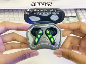 KOOYIINN True Wireless AI Smart Headset Bluetooth 5.4 HD Call LED Display Face-to-Face Translation Work Headset RGB lamp TWS Gaming Headset - EP36X