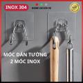 Móc Dán Tường Inox 304 Siêu Dính Treo Đồ Nhà Bếp, Móc Đôi Cường Lực Cao Cấp. 