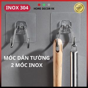 Móc Dán Tường Inox 304 Siêu Dính Treo Đồ Nhà Bếp Móc Đôi Cường Lực Cao Cấp