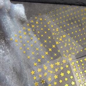 6Pc 3D Metallic Gold Star Alphabet Nail Art Stickers Mixed Starlight Letter Self-Adhesive Nails Decals Y2K Stars Manicure Slider