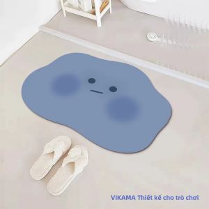Thảm Lót Sàn Bằng Đất Tảo Cát Hình Hoạt Hình VIKAMA Thảm Lót Sàn Phòng Tắm Chống Trượt Chống Mài Mòn Biểu Cảm Dễ Thương Trang Trí Nhà Cửa Cho Nhà Bếp & Phòng Tắm