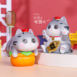 Cute Cat Figurine Desktop Decoration Creative Resin Craft Office Car Desktop Small Cat Doll Lucky Cat Ornament for Girls