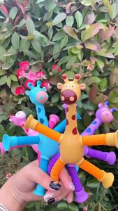 CoolToy Mainan kecil populer tahun Suction Cup Tabung Teleskopik Jerapah cubitan cubitan penghilang stres Fidget Mainan Dengan cahaya