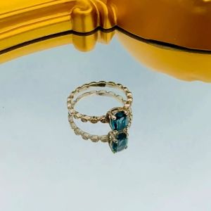 LEBLANC แหวนเงิน พลอยโทพาส  เพชรสังเคราะห์ รวม 0.96 กะรัต ขนาด 50