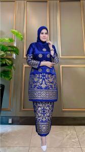 Setelan tunik Bordir manual/baju bridal/baju pesta/baju adat/set baju kurung/ kebaya Malaysia