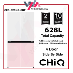 CHiQ 628L Refrigerator 4 Door (CCD-628NG-GBP-GWT) (White/Pink) Multi Door Fridge