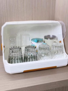 Goody Baby Feeding Bottle Drying Rack Dish Drainer Storage Organizer with Dustproof Cover for Milk Bottles Cups Mugs Bowls