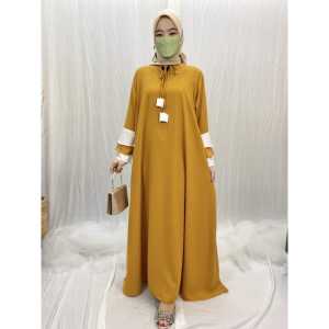 COD-Gamis Polos Wanita Tangan Terompet Terbaru Bahan Sophietwis Model Simple Dan Elegan