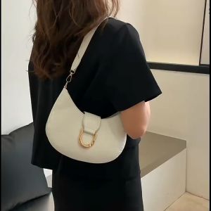 Womens Shoulder Bag Fashion Simple Handbag PU Leather Small Sling Bag Underarm Bag