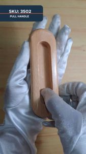 Wood Oval Flush Handle Recessed 120mm for Sliding Cabinet Door 3502