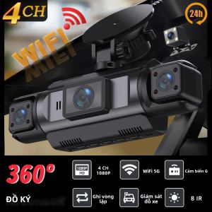 Camera Hành Trình Ô Tô 4 Kênh Hộp Đen WiFi Camera Lái Xe FHD 1080P Camera Trước Trái Phải Sau Tầm Nhìn Ban Đêm Ghi Hình Vòng Lặp Với Bộ Dây Cứng