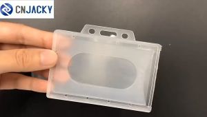 Id Card holder Landscape ( 5pcs ) Transparant Tempat Holder Plastik Casing kartu Name Tag Cover Bening 2 sisi ( 5pcs )