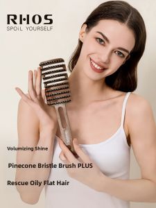 RHOS | Pig Bristle Hair Brush with Cushion and Arc Design