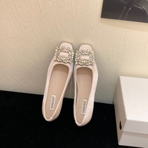 Elegant Water Drill Buckle Ballet Flats Single Shoes