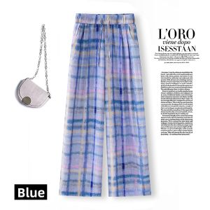 MEITESIJIAONU | Pink Linen Check High Waist Drapey Culotte Trousers