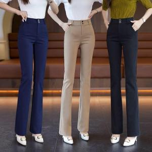 High Waist Slimming Elastic Casual Versatile Womens Micro Flared Pants Spring Autumn New Style Comfortable Loose Fit Basic Style
