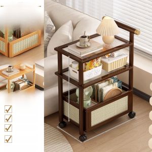 Living Room Multi-layer Snack Storage Rack Mobile Cart Stand Floor-standing Clutter Organizer Tea Table Small Cart Shelf